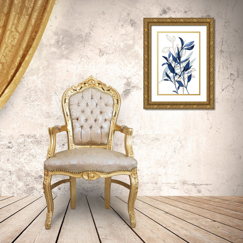 Botanical Blues I Gold Ornate Wood Framed Art Print with Double Matting by Bluebird Barn