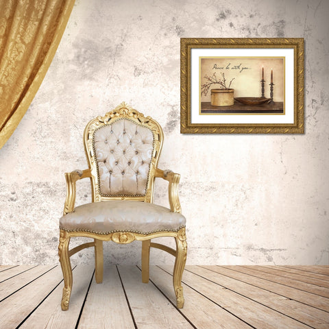 Peace Be With You Gold Ornate Wood Framed Art Print with Double Matting by Boyer, Susie