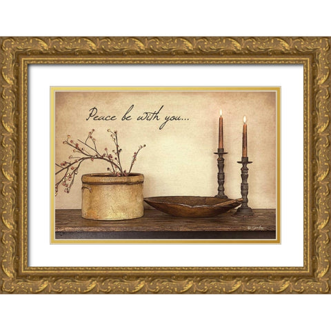 Peace Be With You Gold Ornate Wood Framed Art Print with Double Matting by Boyer, Susie