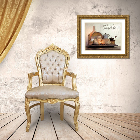 Faith, Hope and Love Gold Ornate Wood Framed Art Print with Double Matting by Boyer, Susie