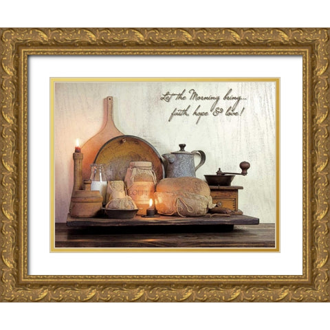 Faith, Hope and Love Gold Ornate Wood Framed Art Print with Double Matting by Boyer, Susie