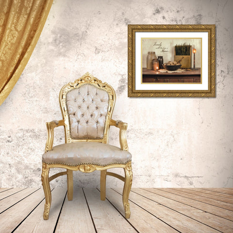 Family Makes This House a Home Gold Ornate Wood Framed Art Print with Double Matting by Boyer, Susie