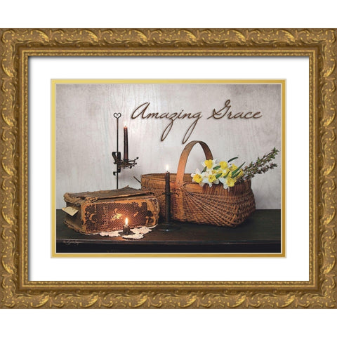 Amazing Grace Gold Ornate Wood Framed Art Print with Double Matting by Boyer, Susie