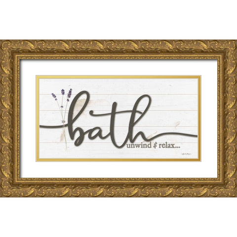 Bath Unwind And Relax Gold Ornate Wood Framed Art Print with Double Matting by Boyer, Susie