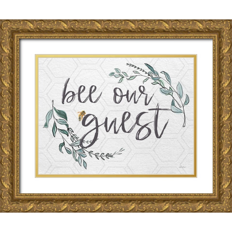 Bee Our Guest Gold Ornate Wood Framed Art Print with Double Matting by Boyer, Susie