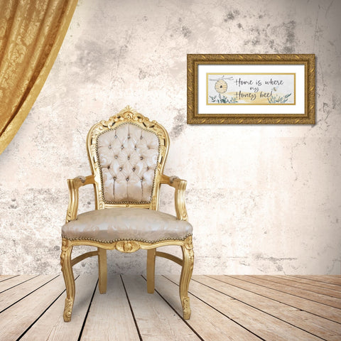 Home Is Where My Honey Bee Gold Ornate Wood Framed Art Print with Double Matting by Boyer, Susie