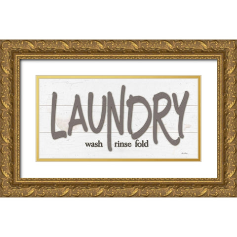 Laundry - Wash-Rinse-Fold Gold Ornate Wood Framed Art Print with Double Matting by Boyer, Susie