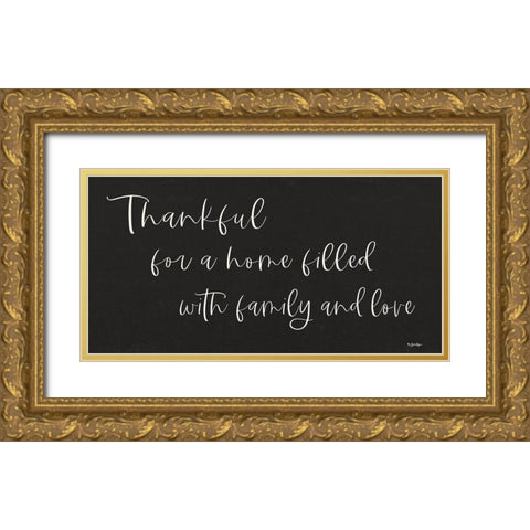 Thankful Gold Ornate Wood Framed Art Print with Double Matting by Boyer, Susie