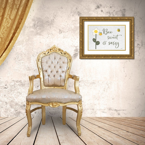 Bee Sweet And Sassy Gold Ornate Wood Framed Art Print with Double Matting by Boyer, Susie