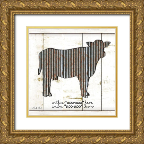 Metal Cow Gold Ornate Wood Framed Art Print with Double Matting by Jacobs, Cindy