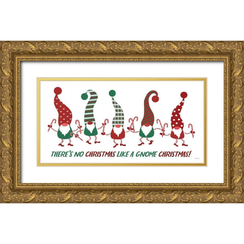 No Christmas Like a Gnome Christmas Gold Ornate Wood Framed Art Print with Double Matting by Jacobs, Cindy