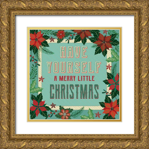 Nostalgic Merry Little Christmas Gold Ornate Wood Framed Art Print with Double Matting by Jacobs, Cindy