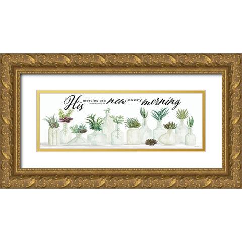 His Mercies are New Every Morning Gold Ornate Wood Framed Art Print with Double Matting by Jacobs, Cindy
