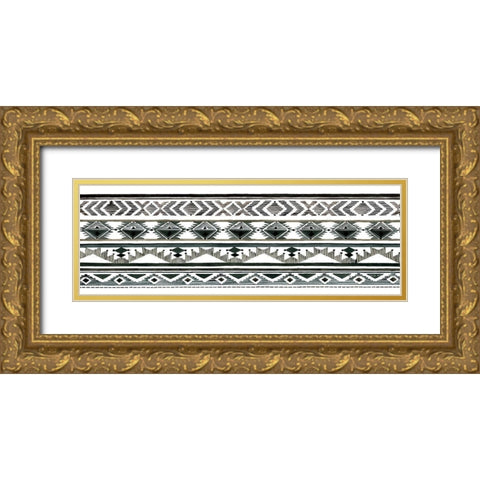 Tribal Print III Gold Ornate Wood Framed Art Print with Double Matting by Jacobs, Cindy