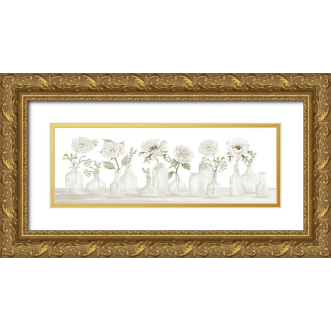 Pretty Posies in a Row Gold Ornate Wood Framed Art Print with Double Matting by Jacobs, Cindy
