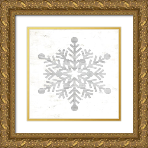 Snowflake Dreams III Gold Ornate Wood Framed Art Print with Double Matting by Jacobs, Cindy