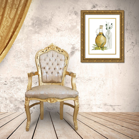 Olive Oil Jar I Gold Ornate Wood Framed Art Print with Double Matting by Jacobs, Cindy