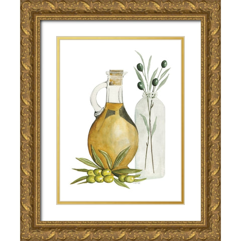 Olive Oil Jar I Gold Ornate Wood Framed Art Print with Double Matting by Jacobs, Cindy