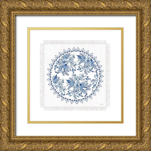 Chinoiserie Circle III Gold Ornate Wood Framed Art Print with Double Matting by Jacobs, Cindy