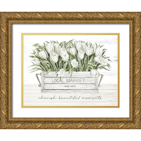 Cherish Beautiful Moments Gold Ornate Wood Framed Art Print with Double Matting by Jacobs, Cindy