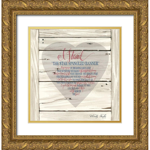 I Stand Heart Gold Ornate Wood Framed Art Print with Double Matting by Jacobs, Cindy