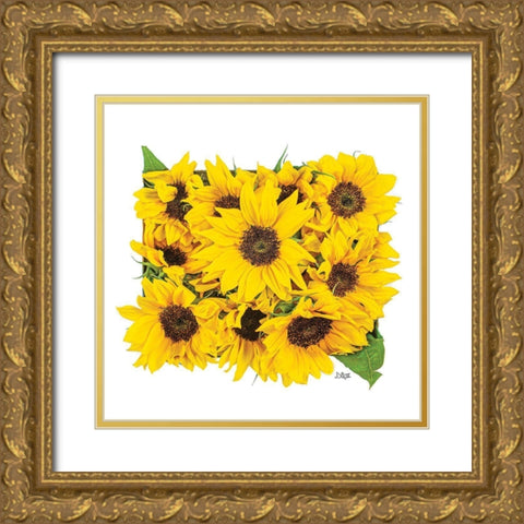 Sunflower Bouquet Gold Ornate Wood Framed Art Print with Double Matting by Quillen, Donnie
