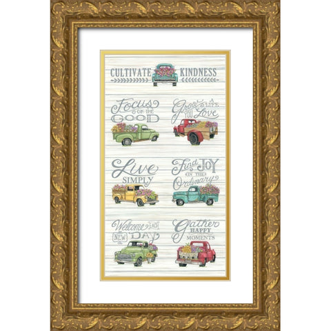 Cultivate Kindness Gold Ornate Wood Framed Art Print with Double Matting by Strain, Deb