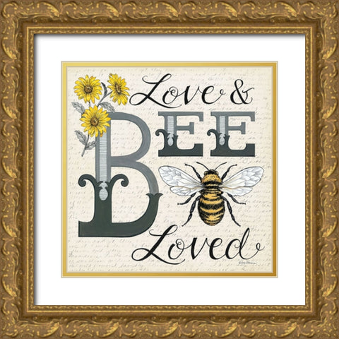 Love And Bee Loved Gold Ornate Wood Framed Art Print with Double Matting by Strain, Deb