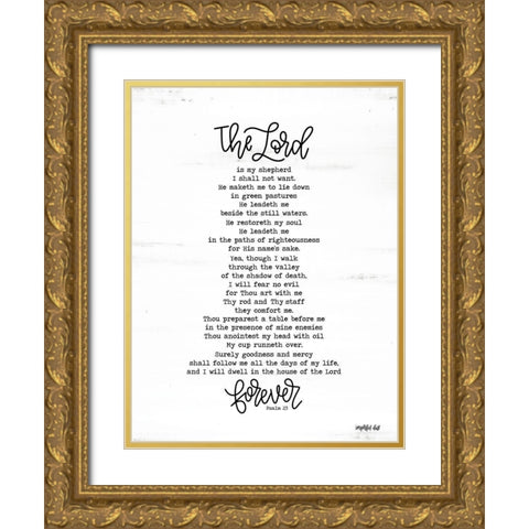 Psalm 23 Gold Ornate Wood Framed Art Print with Double Matting by Imperfect Dust