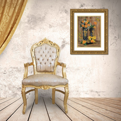 Rosey Cowboy Boots II Gold Ornate Wood Framed Art Print with Double Matting by Wargo, Ed