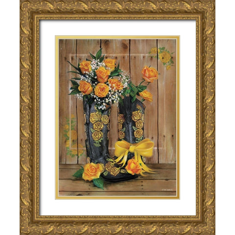Rosey Cowboy Boots II Gold Ornate Wood Framed Art Print with Double Matting by Wargo, Ed