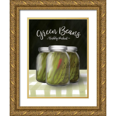 Farm Fresh Green Beans Gold Ornate Wood Framed Art Print with Double Matting by House Fenway