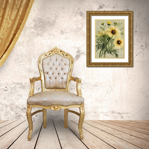 Moody Daisies Gold Ornate Wood Framed Art Print with Double Matting by House Fenway