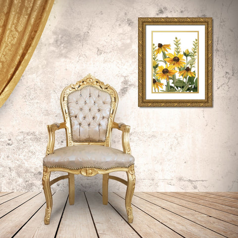 Summer Susans Gold Ornate Wood Framed Art Print with Double Matting by House Fenway