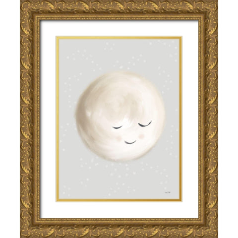 Happy Little Moon I Gold Ornate Wood Framed Art Print with Double Matting by House Fenway