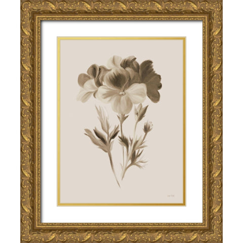 Sepia Botanical I Gold Ornate Wood Framed Art Print with Double Matting by House Fenway