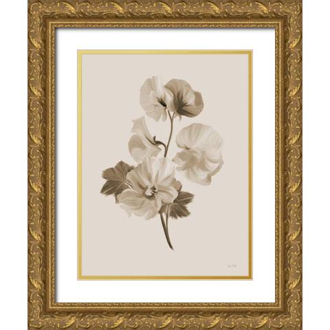 Sepia Botanical II Gold Ornate Wood Framed Art Print with Double Matting by House Fenway
