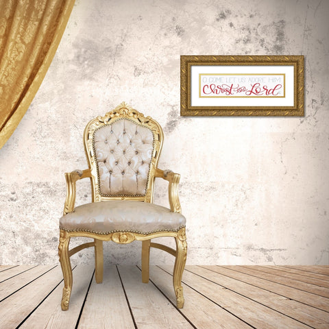 Let Us Adore Him Gold Ornate Wood Framed Art Print with Double Matting by Fearfully Made Creations