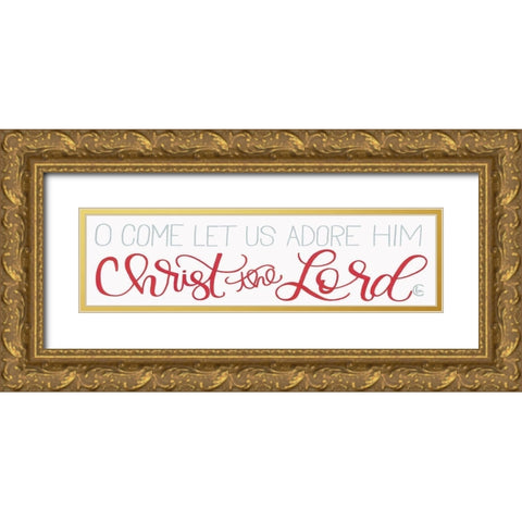 Let Us Adore Him Gold Ornate Wood Framed Art Print with Double Matting by Fearfully Made Creations