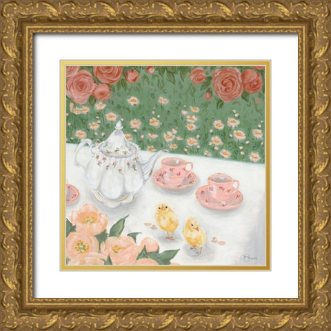 Tea Party Gold Ornate Wood Framed Art Print with Double Matting by Hollihocks Art