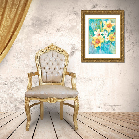 Spring Bouquet Gold Ornate Wood Framed Art Print with Double Matting by Holden, Jennifer