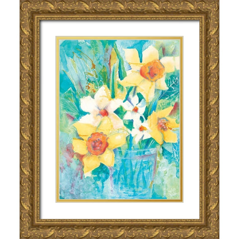 Spring Bouquet Gold Ornate Wood Framed Art Print with Double Matting by Holden, Jennifer