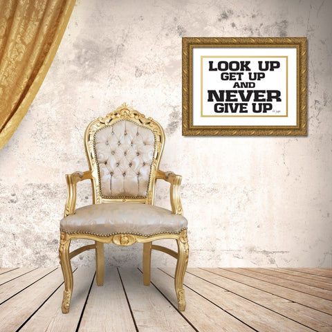 Never Give Up Gold Ornate Wood Framed Art Print with Double Matting by Jaxn Blvd.
