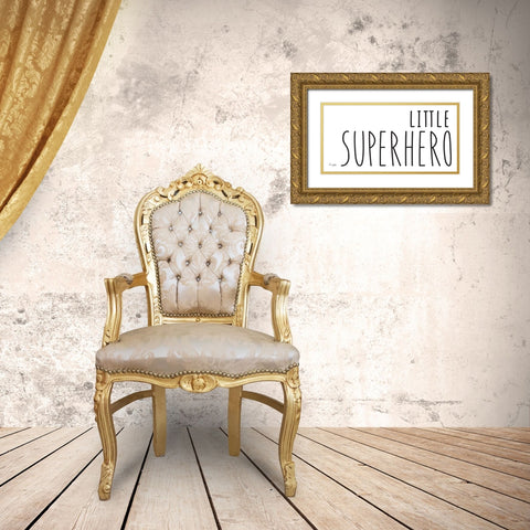 Little Superhero Gold Ornate Wood Framed Art Print with Double Matting by Jaxn Blvd.