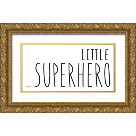 Little Superhero Gold Ornate Wood Framed Art Print with Double Matting by Jaxn Blvd.