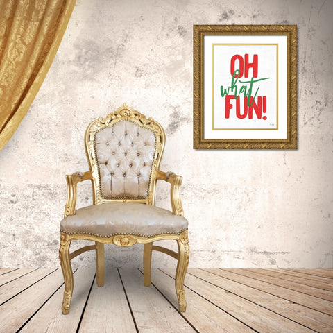 Oh What Fun Gold Ornate Wood Framed Art Print with Double Matting by Jaxn Blvd.