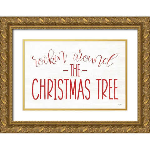 Rocking Around the Christmas Tree Gold Ornate Wood Framed Art Print with Double Matting by Jaxn Blvd.