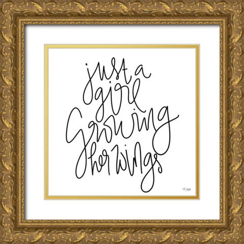 Growing Her Wings Gold Ornate Wood Framed Art Print with Double Matting by Jaxn Blvd.