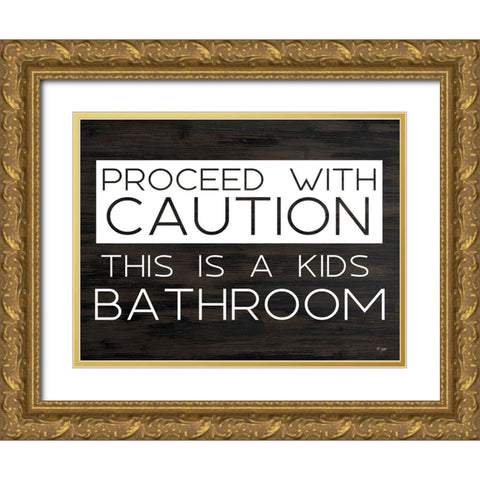 Kids Bathroom Gold Ornate Wood Framed Art Print with Double Matting by Jaxn Blvd.