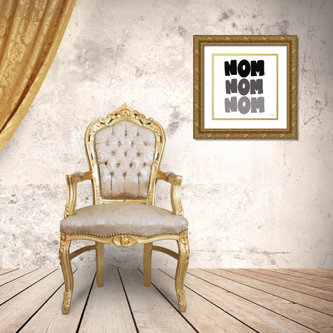 NOM NOM NOM Gold Ornate Wood Framed Art Print with Double Matting by Jaxn Blvd.